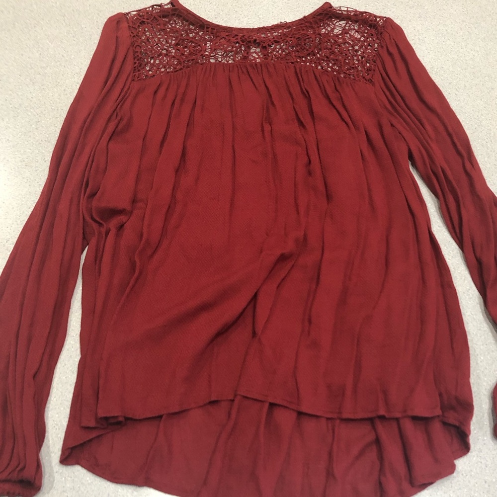 Burnt orange dress top boho lace shoulder detail